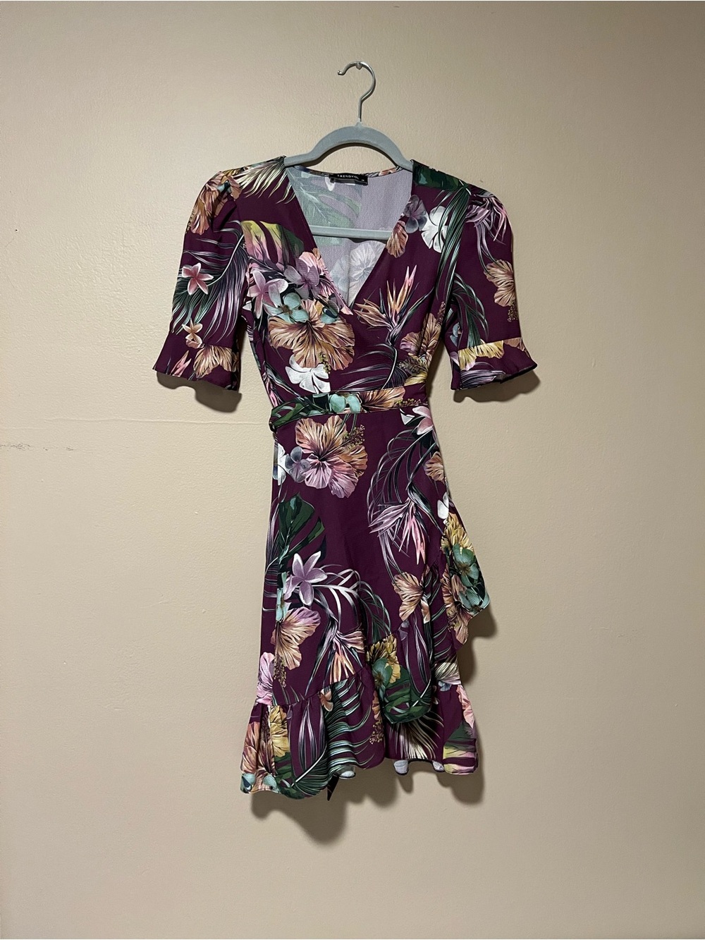 Floral Summer Wrap Midi Dress - Purple